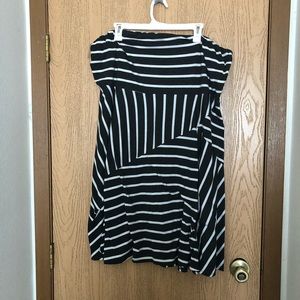 Maurices strapless dress. Gray and white stripe.